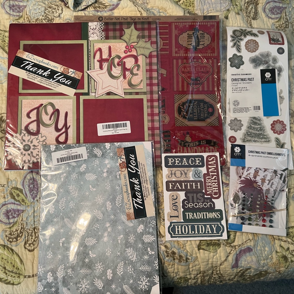 Large lot of scrapbooking supplies for Christmas scrapbooks!